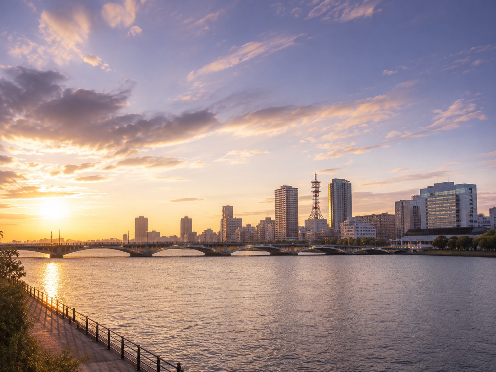 水辺と街の広がりを感じる都市風景